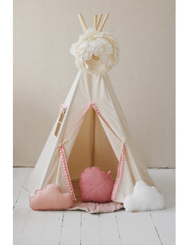 Teepee / Tipi en coton avec bordure pompons soldes