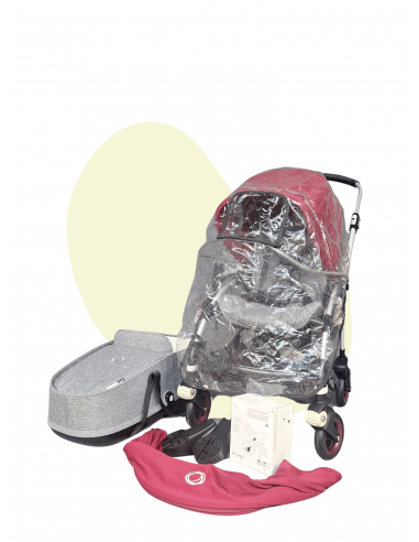 Bugaboo - Bee5 + Nacelle + adaptateurs cosy - Gris & Rouge acheter